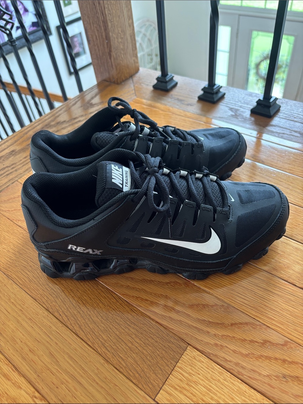 Nike Men’s Black with White Swoosh Reax Running Shoes